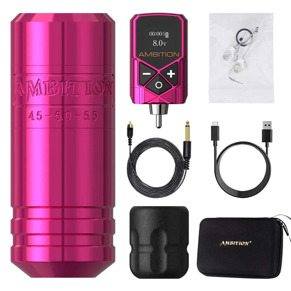 Ambition Torped 36 Stroke 4.5-5.0-5.5mm Powerful Brushless Motor Rotary Tattoo Pen Machine RCA Wireless Kuark 2400mAh Battery
