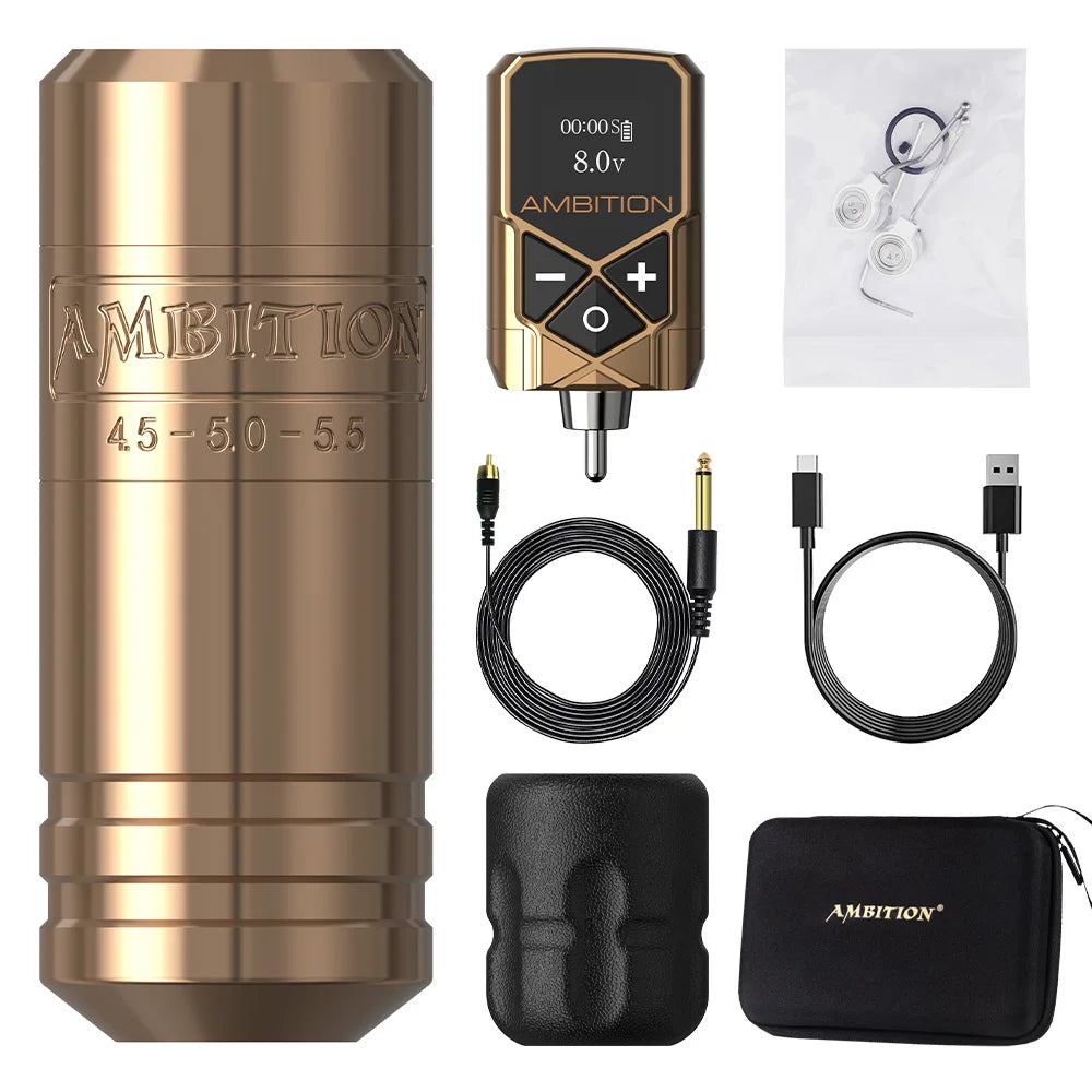 Ambition Torped 36 Stroke 4.5-5.0-5.5mm Powerful Brushless Motor Rotary Tattoo Pen Machine RCA Wireless Kuark 2400mAh Battery