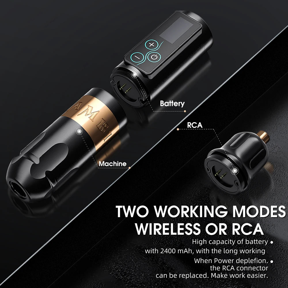 Ambition Vibe Wireless Tattoo Machine Pen Powerful Brushless Motor with Touch Screen Battery Capacity 2400mAh for Tattoo Artists