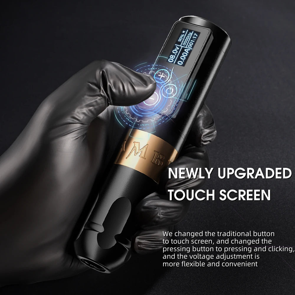 Ambition Vibe Wireless Tattoo Machine Pen Powerful Brushless Motor with Touch Screen Battery Capacity 2400mAh for Tattoo Artists