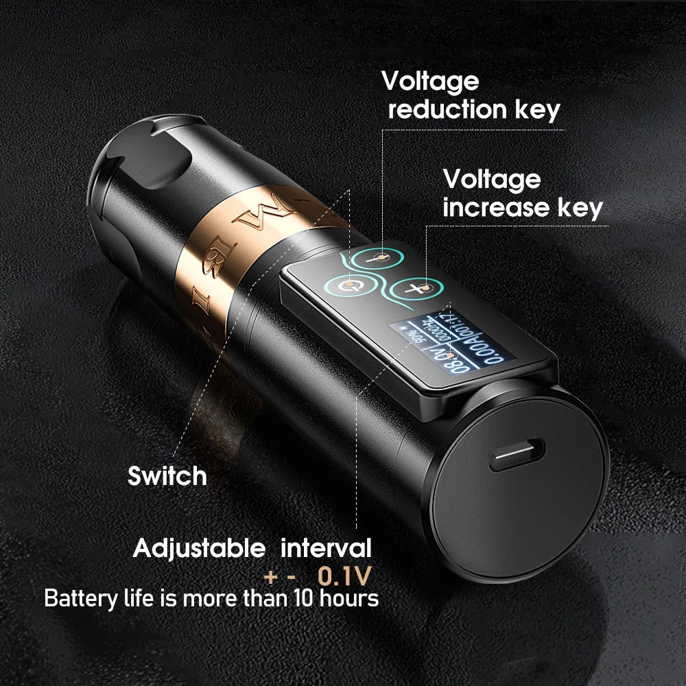 Ambition Vibe Wireless Tattoo Machine Pen Powerful Brushless Motor with Touch Screen Battery Capacity 2400mAh for Tattoo Artists
