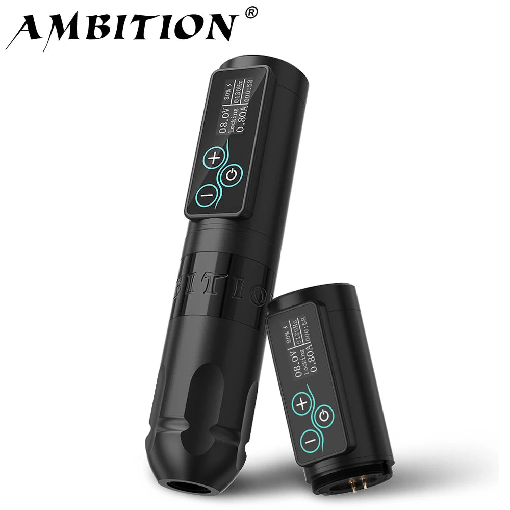Ambition Vibe Wireless Tattoo Machine Pen Powerful Brushless Motor with Touch Screen Battery Capacity 2400mAh for Tattoo Artists