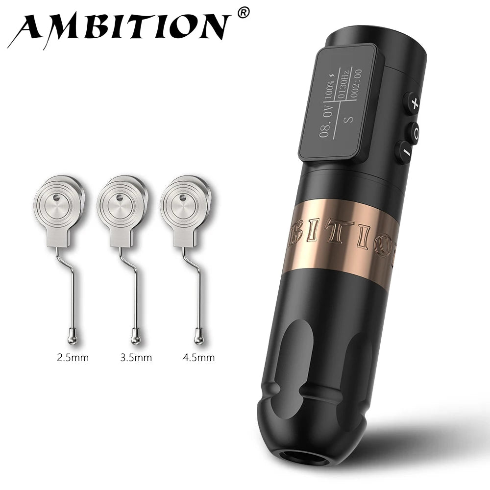 Ambition Vibe Wireless Tattoo Machine Stroke 2.5-3.5-4.0-4.5mm Battery Capacity 1800mAh Brushless Motor Tools for Body Art