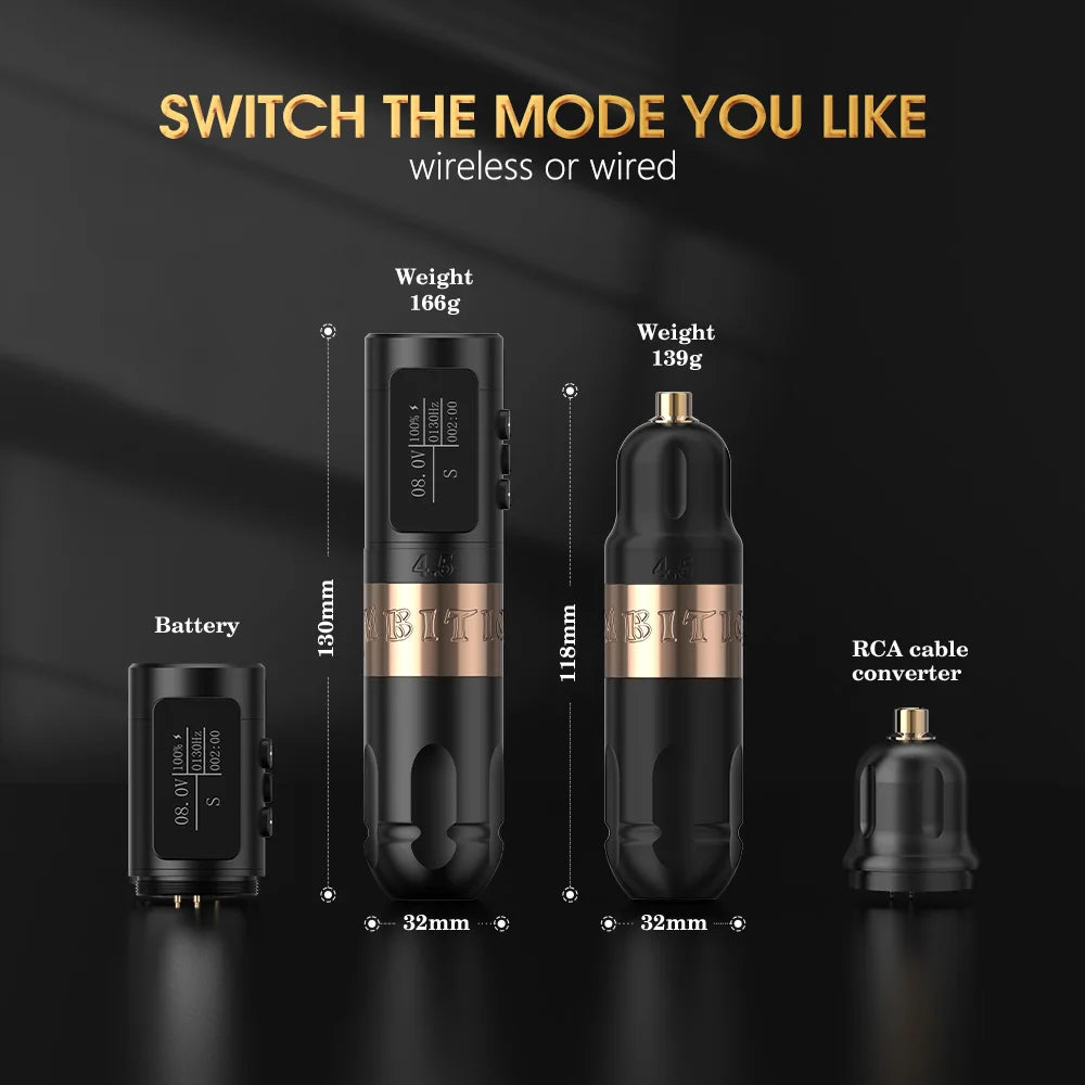 Ambition Vibe Wireless Tattoo Machine Stroke 2.5-3.5-4.0-4.5mm Battery Capacity 1800mAh Brushless Motor Tools for Body Art