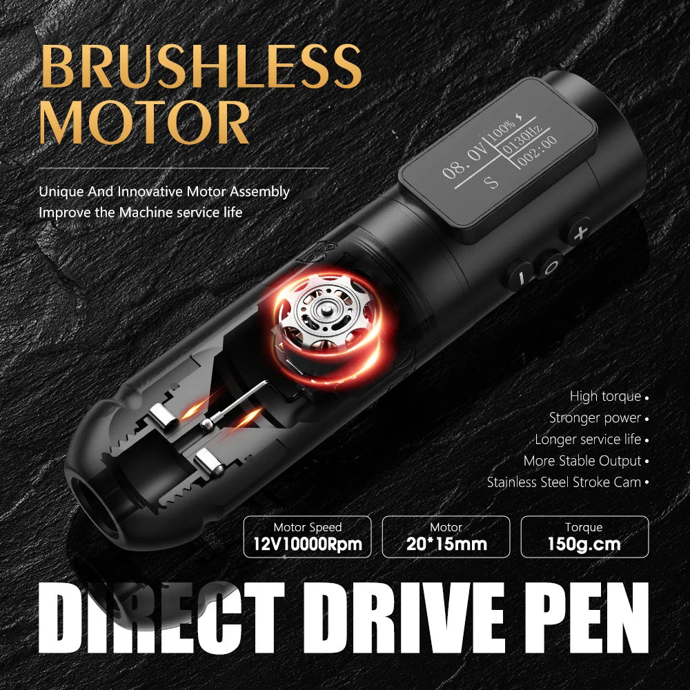 Ambition Vibe Wireless Tattoo Machine Stroke 2.5-3.5-4.0-4.5mm Battery Capacity 1800mAh Brushless Motor Tools for Body Art