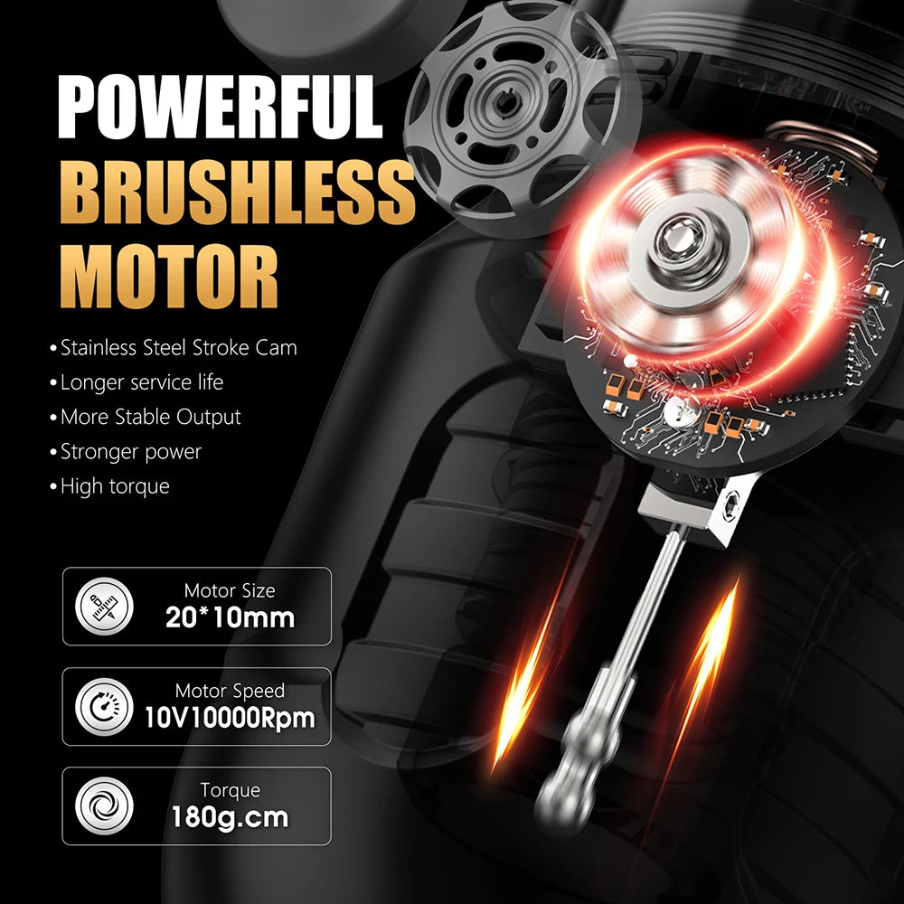 Ambition Zetton Wireless Tattoo Machine Pen Straight Rod Brushless Motor 2400mAh Battery 4.0mm+3.5mm Stroke Grip 34-42mm Size