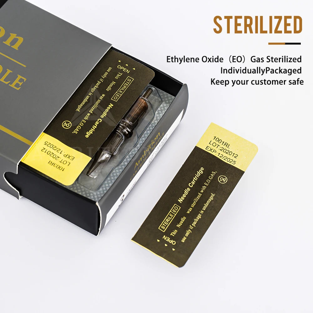 Ambition Premium Tattoo Cartridge Needle 20pcs 0.30mm Curved Magnum Round Magnum1005rm 1007rm 1009rm 1011rm 1013rm 1015rm 1017rm