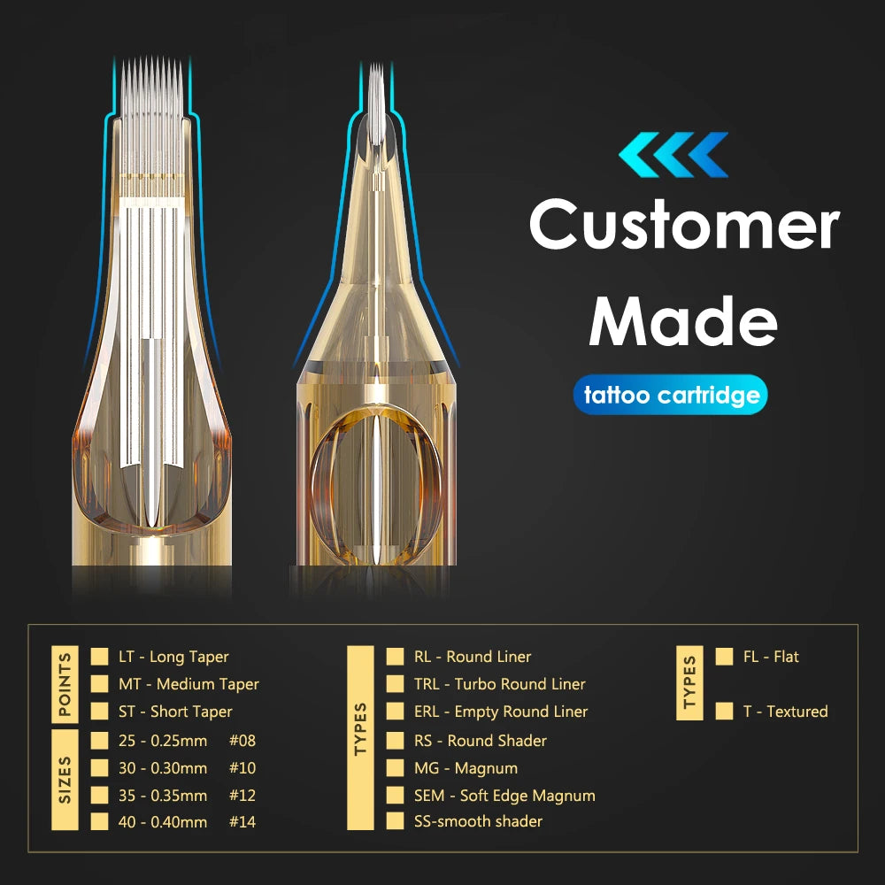 Ambition Premium Tattoo Cartridge Needle M1 0.3mm/0.35mm 20pcs/lot Disposable Sterilized for Tattoo Machine and Permanent Makeup