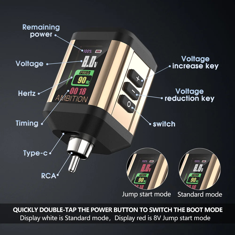 Ambition Lutin Latest Design Straight Rod Rotaty Tattoo Machine Pen Match Korall Wireless Battery Kits Brushless Motor Stroke