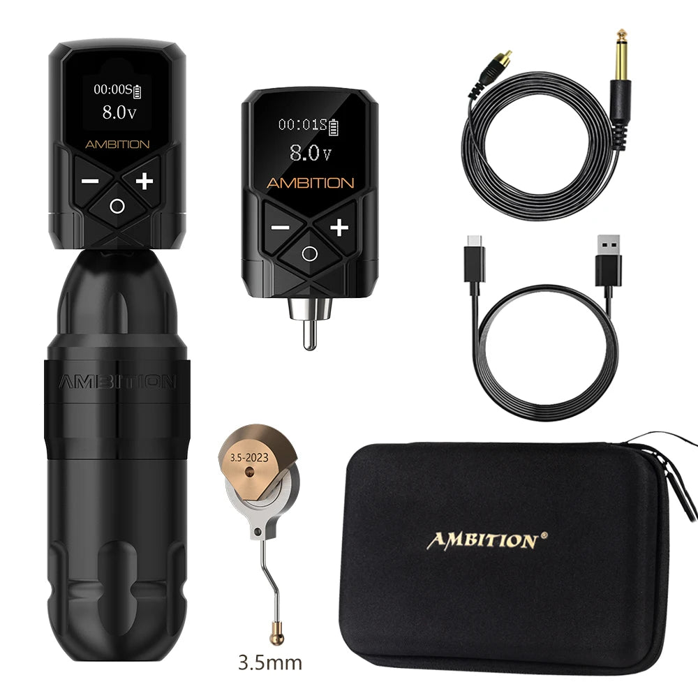 Ambition Shura Double Bearing Tattoo Machine Direct Drive RCA Interface Rotary Tattoo Pen Stroke 3.5-4.0mm 2610 Coreless Motor