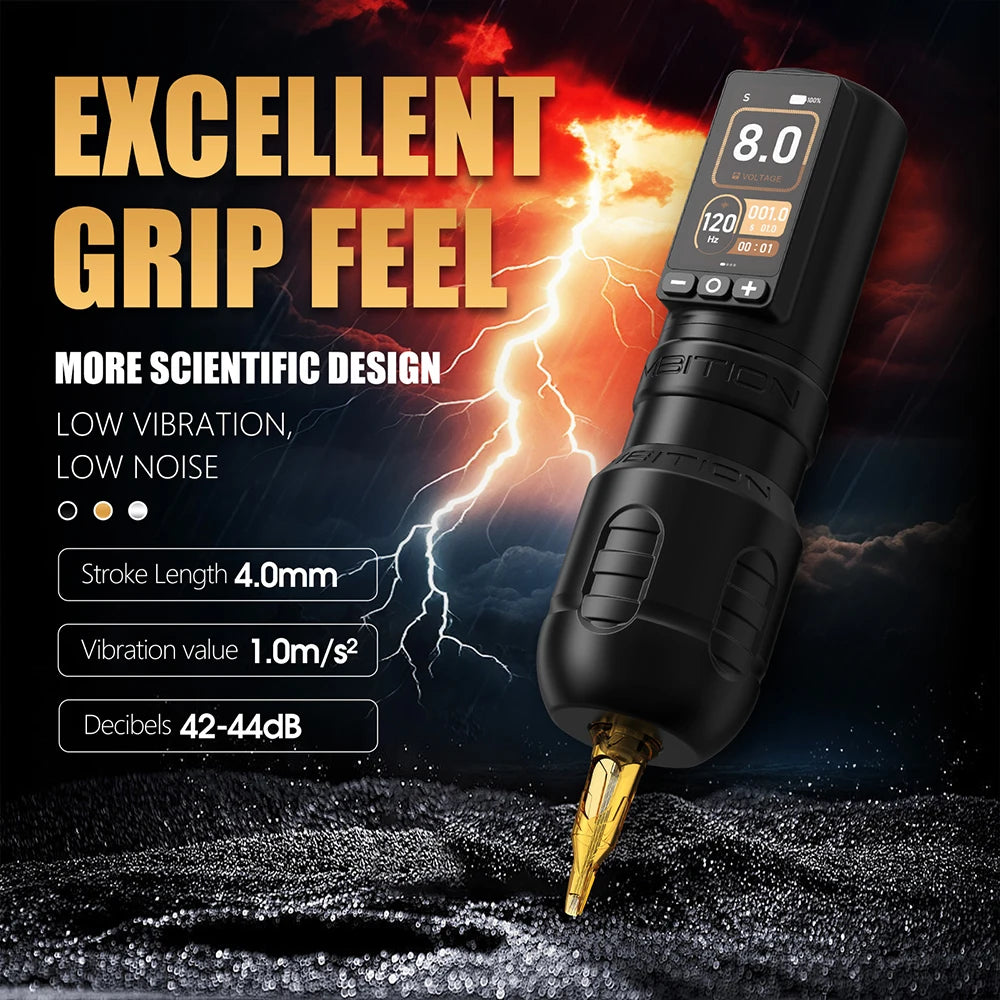 Ambition Torden Max Kit Stroke 4.0+3.5mm Wireless Tattoo Machine Brushless Motor Straight Rod Pen Battery 2400mAh Touch Screen