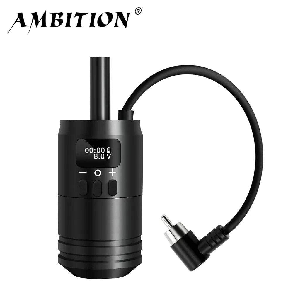 Ambition Wireless Tattoo Battery Grip Power 1600mAh RCA Interface Portable 34mm Size For Rotary Cartridge Tattoo Machines