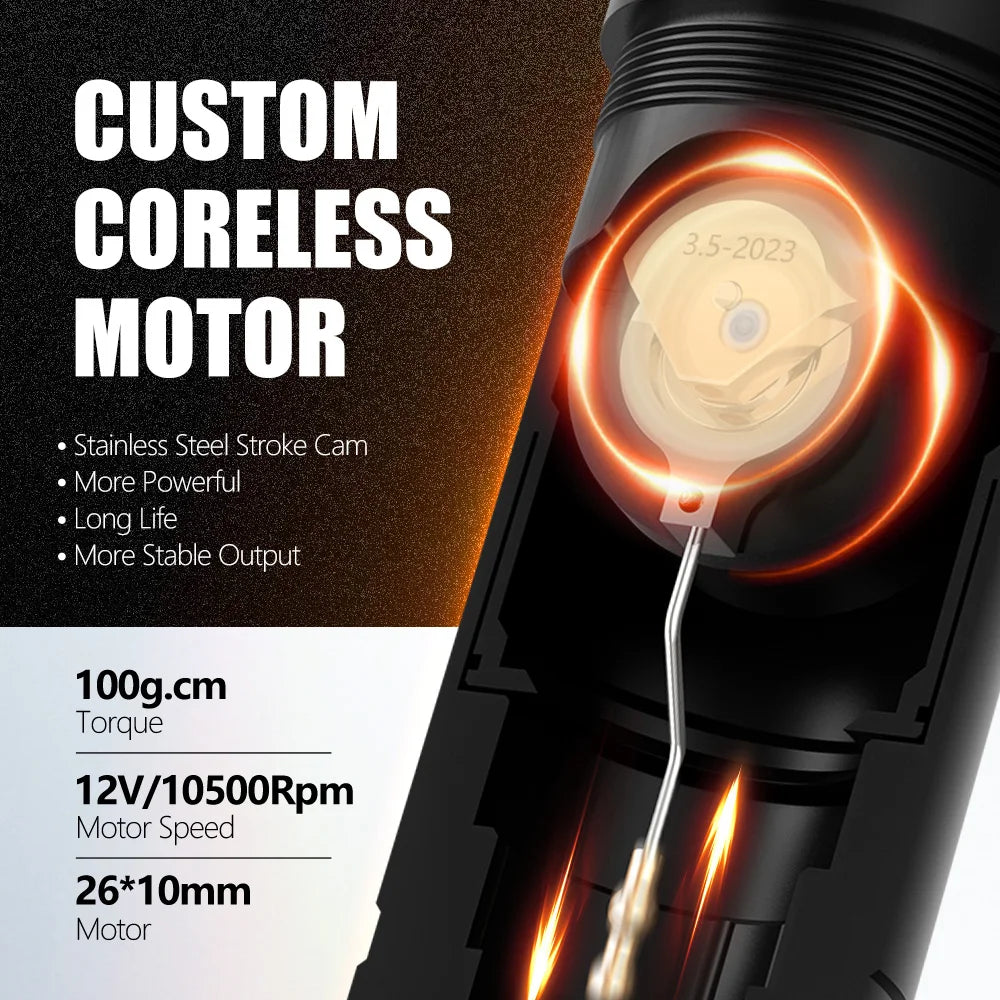 Ambition Ninja Max Wireless Tattoo Machine 4.0+3.5mm Stroke 2400mAh High Capacity Battery Coreless Motor Professional Tattooist