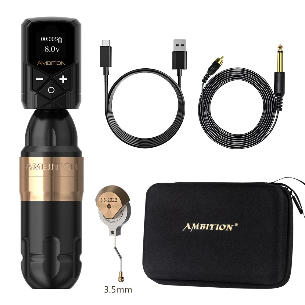 Ambition Shura Double Bearing Tattoo Machine Direct Drive RCA Interface Rotary Tattoo Pen Stroke 3.5-4.0mm 2610 Coreless Motor