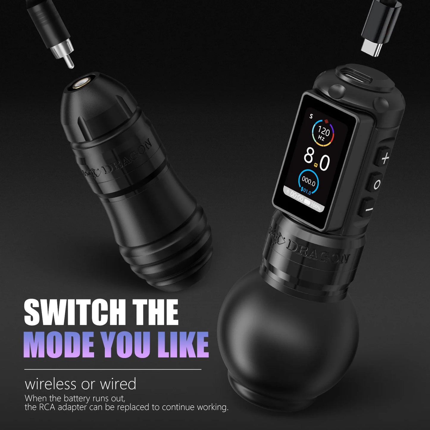 Ambition Traveler-T1 Grip 54mm Brushless Motor Wireless Tattoo Machine Stroke 4.0mm Straight rod Pen Battery Capacity 2000mAh
