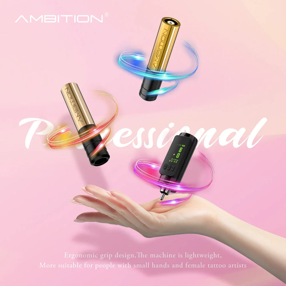 Ambition RCA Rotary Tattoo Machine Permanent Makeup Machine Kit Coreless Motor Wireless Tattoo Pen for Eyebrow Eyeliner Lip