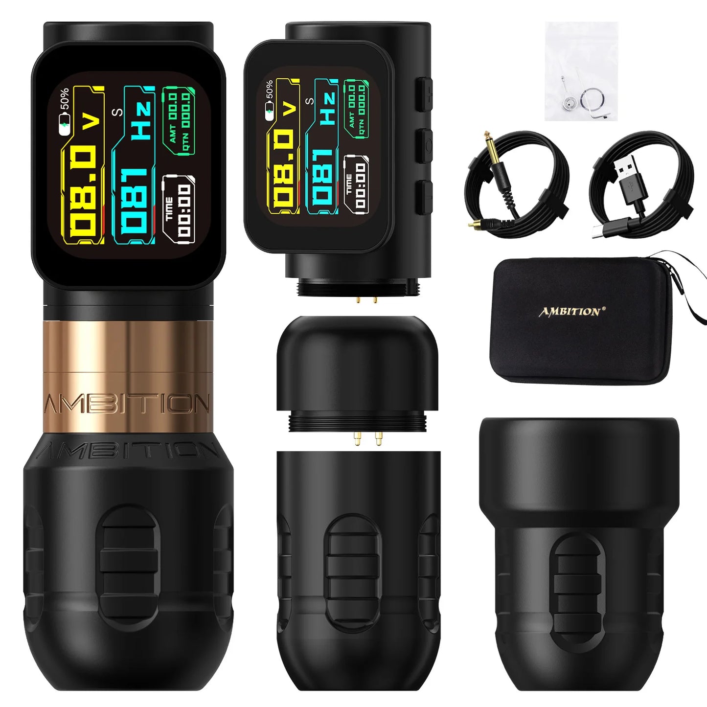 Ambition Zetton Pro Stroke 3.5mm+4.0mm Wireless Tattoo Machine Battery Pen 2400mA 1-12V Professional Brushless Motor