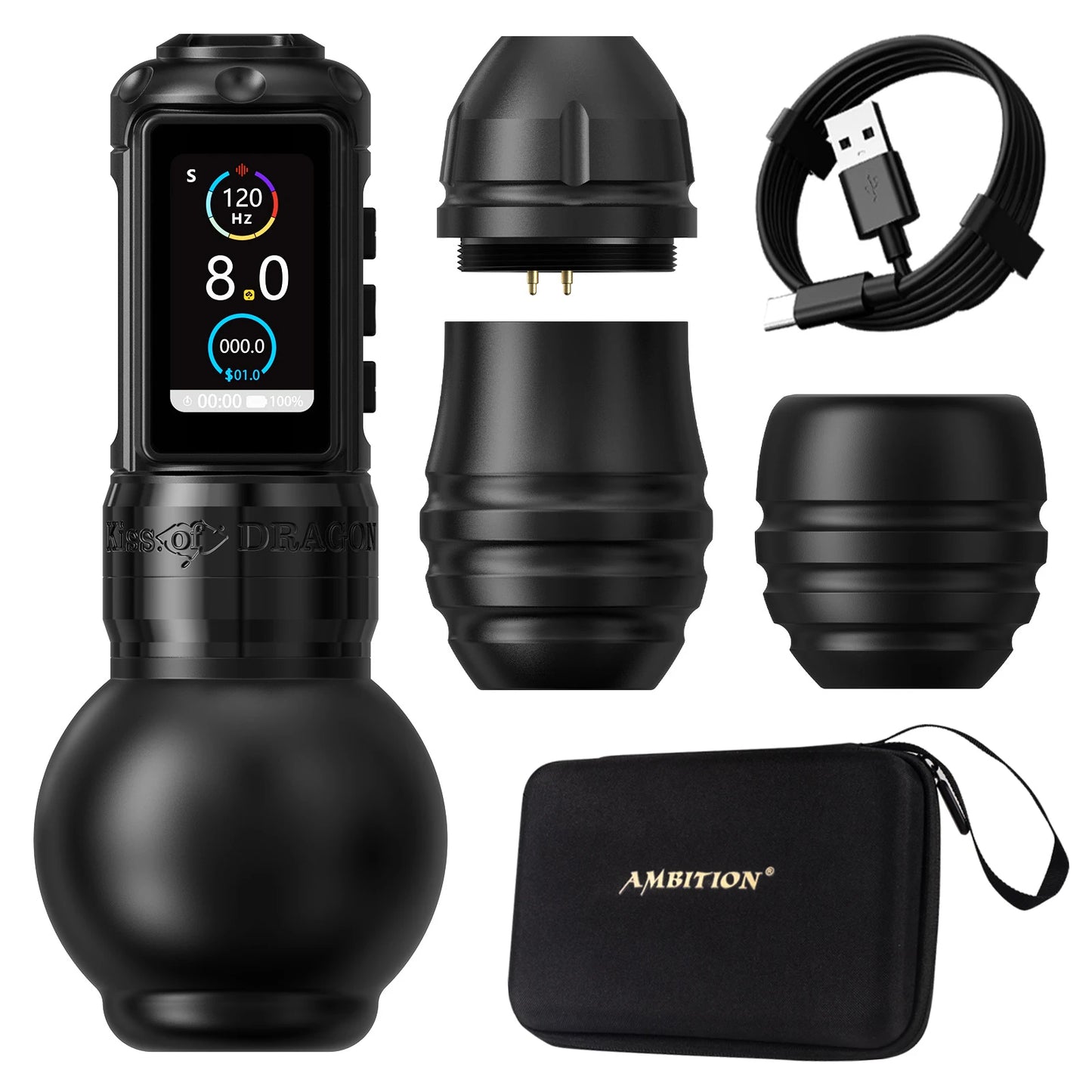 Ambition Traveler-T1 Grip 54mm Brushless Motor Wireless Tattoo Machine Stroke 4.0mm Straight rod Pen Battery Capacity 2000mAh