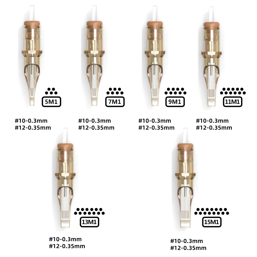 Ambition Premium Tattoo Cartridge Needle M1 0.3mm/0.35mm 20pcs/lot Disposable Sterilized for Tattoo Machine and Permanent Makeup