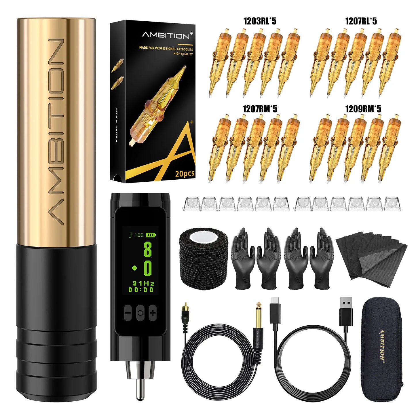 Ambition RCA Rotary Tattoo Machine Permanent Makeup Machine Kit Coreless Motor Wireless Tattoo Pen for Eyebrow Eyeliner Lip