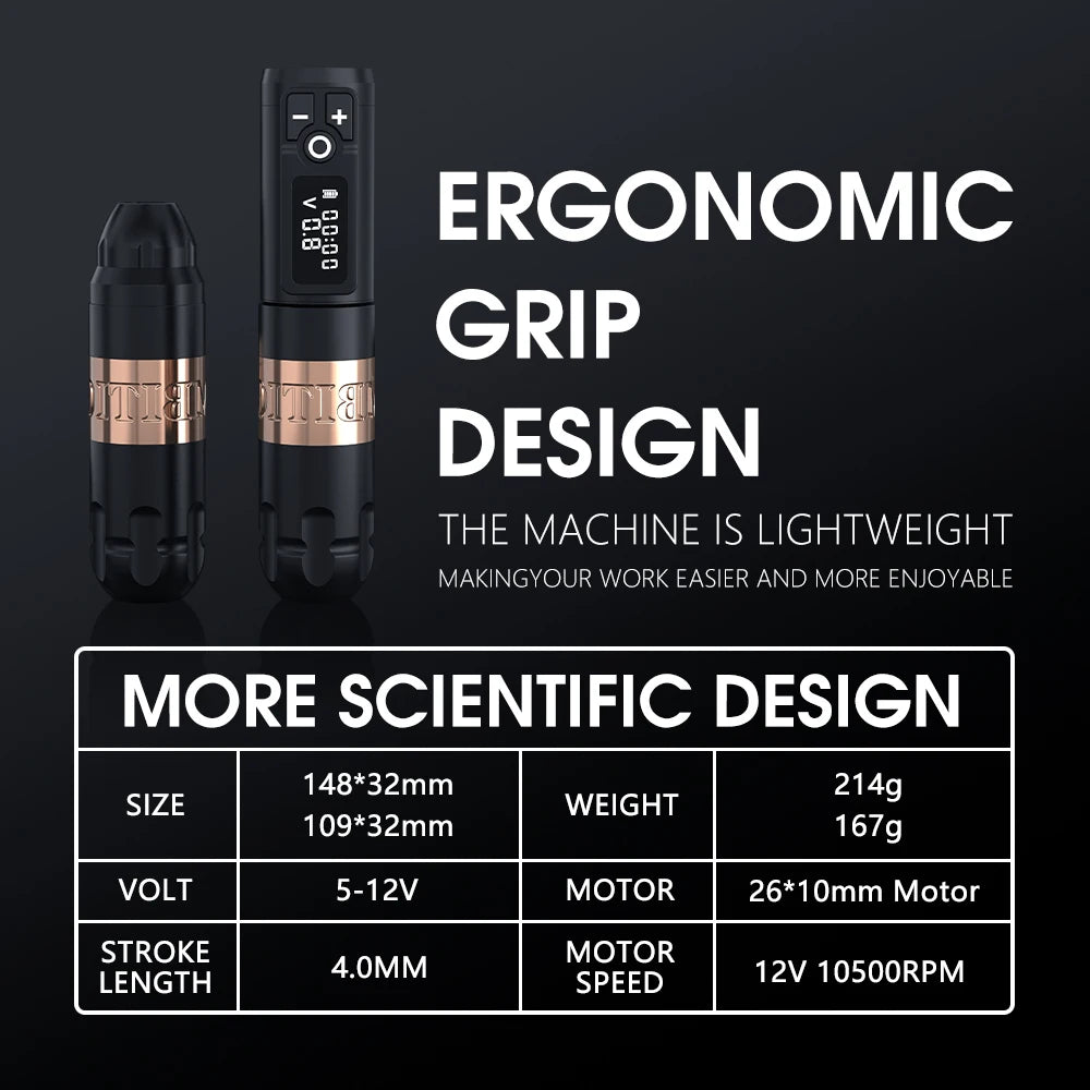 Ambition Soldier Kit Wireless Tattoo Machine Pen Gun 20pcs Glory Tattoo Cartridge Needle Set for Beginners & Professional Artist