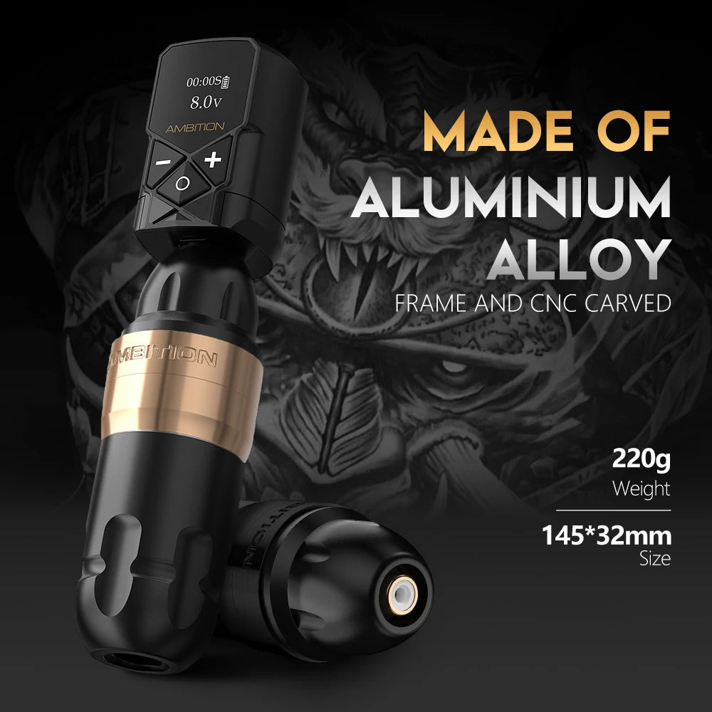 Ambition Shura Double Bearing Tattoo Machine Direct Drive RCA Interface Rotary Tattoo Pen Stroke 3.5-4.0mm 2610 Coreless Motor