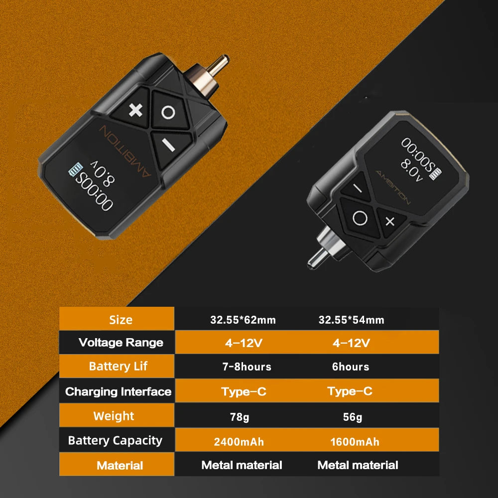 Ambition Torped Tattoo Machine Kit Stroke 4.0-4.5-5.0mm Rotary Pen Kuark RCA Wireless Battery 2400mAh Brushless Motor Profession