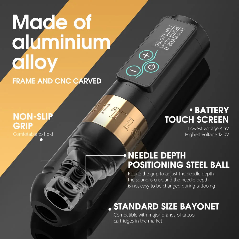 Ambition Vibe Professional Set Wireless tattoo machine kit Strong Coreless Motor 2400 mAh Battery for Tattoo Artist