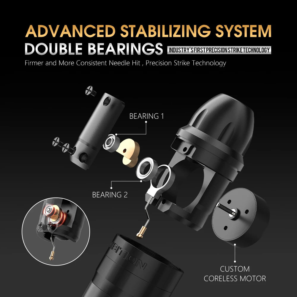 Ambition Shura Double Bearing Tattoo Machine Direct Drive RCA Interface Rotary Tattoo Pen Stroke 3.5-4.0mm 2610 Coreless Motor