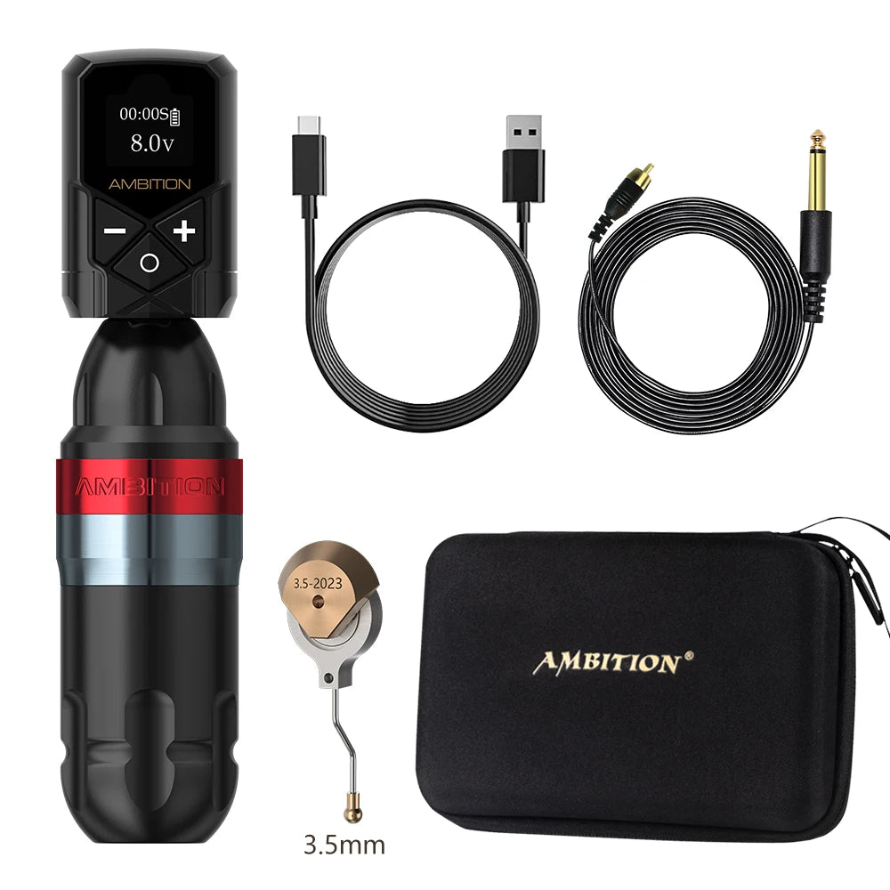 Ambition Shura Double Bearing Tattoo Machine Direct Drive RCA Interface Rotary Tattoo Pen Stroke 3.5-4.0mm 2610 Coreless Motor