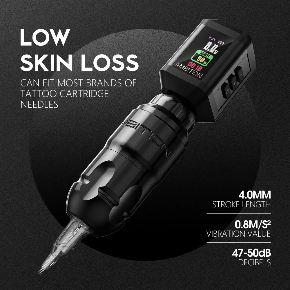 Ambition Lutin Latest Design Straight Rod Rotaty Tattoo Machine Pen Match Korall Wireless Battery Kits Brushless Motor Stroke