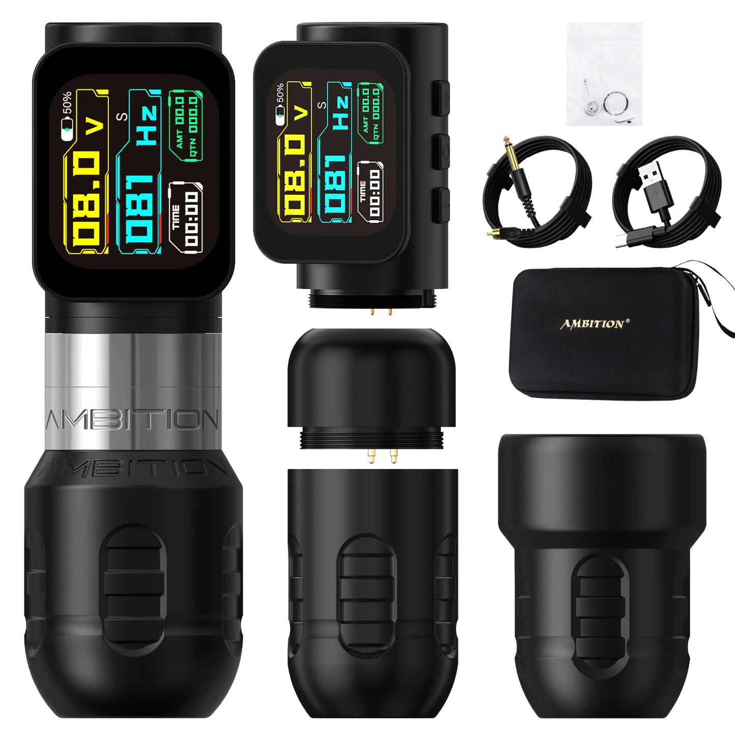 Ambition Zetton Pro Stroke 3.5mm+4.0mm Wireless Tattoo Machine Battery Pen 2400mA 1-12V Professional Brushless Motor