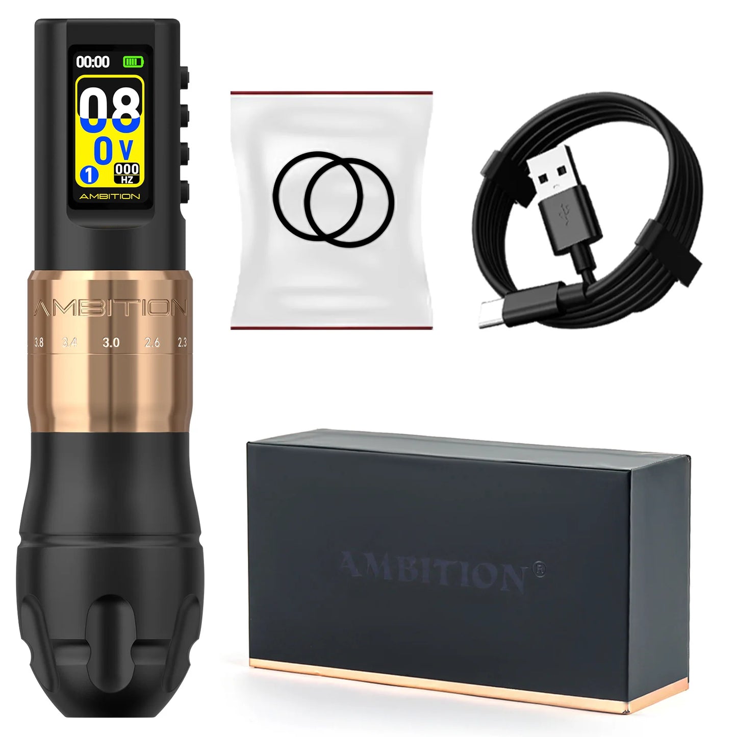 Ambition C3 Professional Wireless Tattoo Machine Pen 7 Adjustable Stroke 2.0-4.2mm Coreless Motor Body Makeup For Tattoo Artists