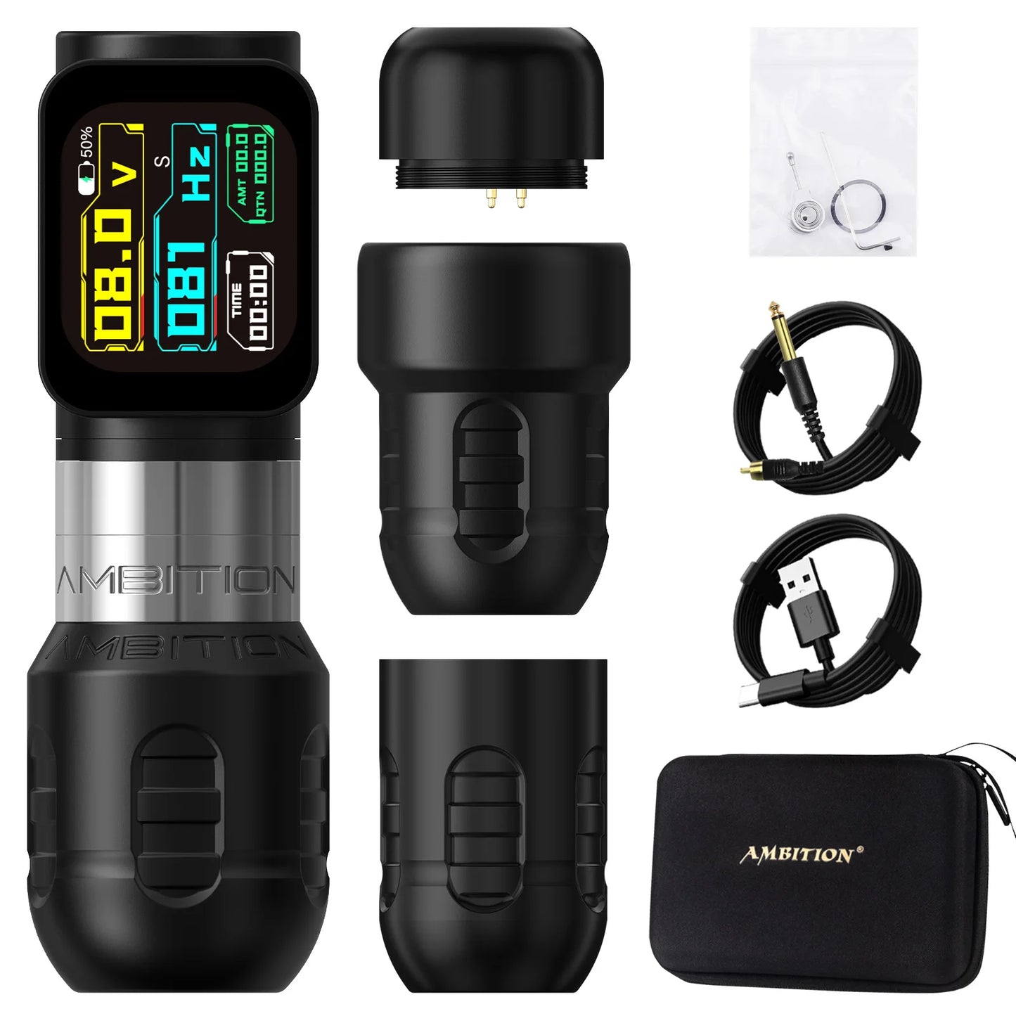 Ambition Zetton Pro Stroke 3.5mm+4.0mm Wireless Tattoo Machine Battery Pen 2400mA 1-12V Professional Brushless Motor