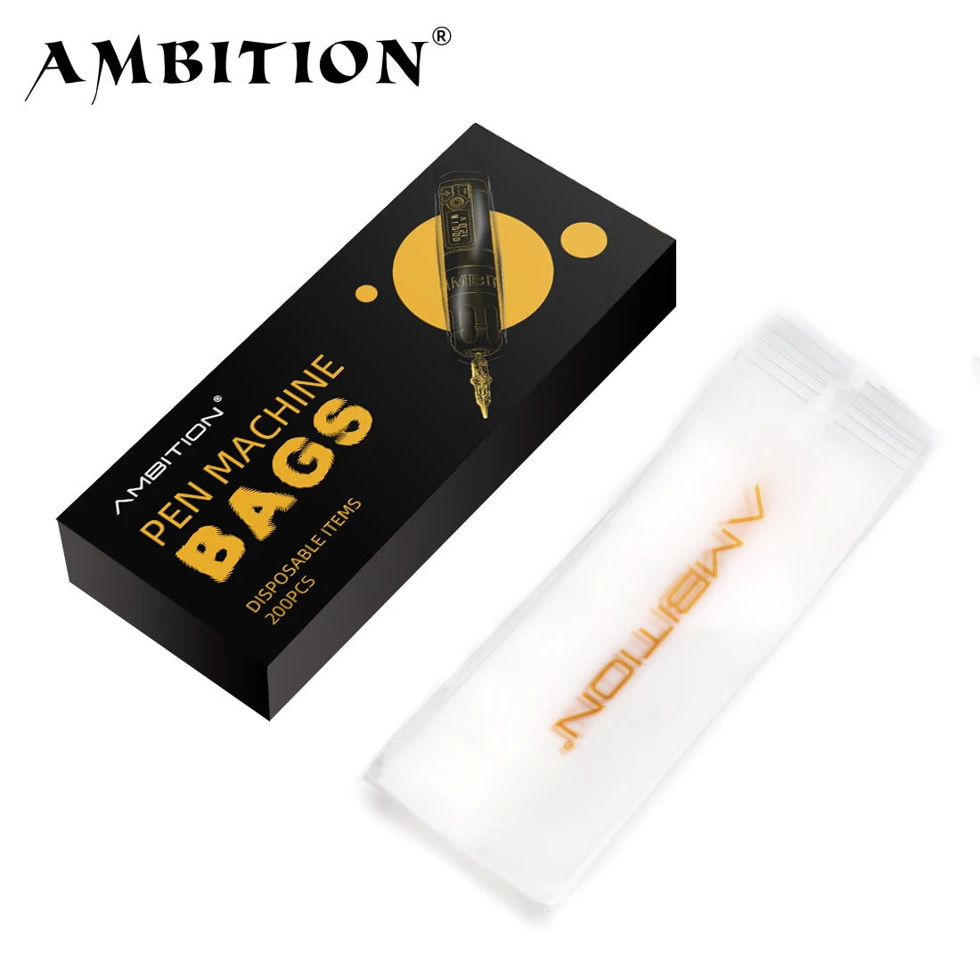 Ambition Disposable Cartridge Pen Machine Grip Sleeve Covers PLUS Size for Wireless Big Size Pen Machine Clear Cover Bags 200pcs
