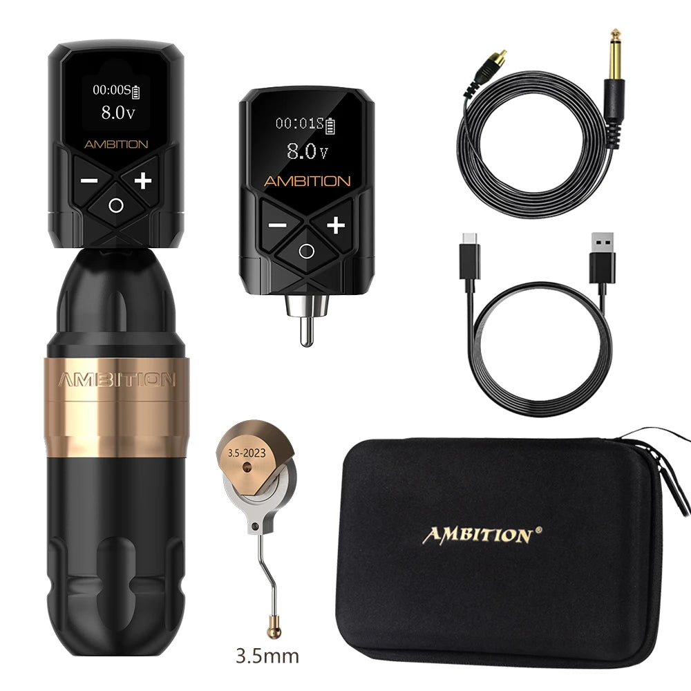 Ambition Shura Double Bearing Tattoo Machine Direct Drive RCA Interface Rotary Tattoo Pen Stroke 3.5-4.0mm 2610 Coreless Motor