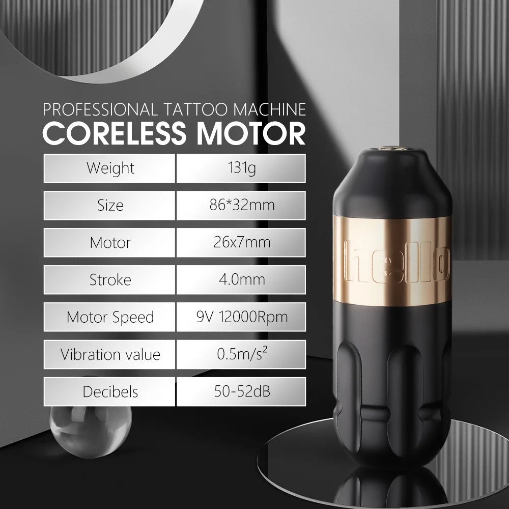 Ambition Rotary Tattoo Machine Stroke 4.0mm Permanent Makeup Pen Coreless Motor Grip 33mm RCA Interface For Body Art