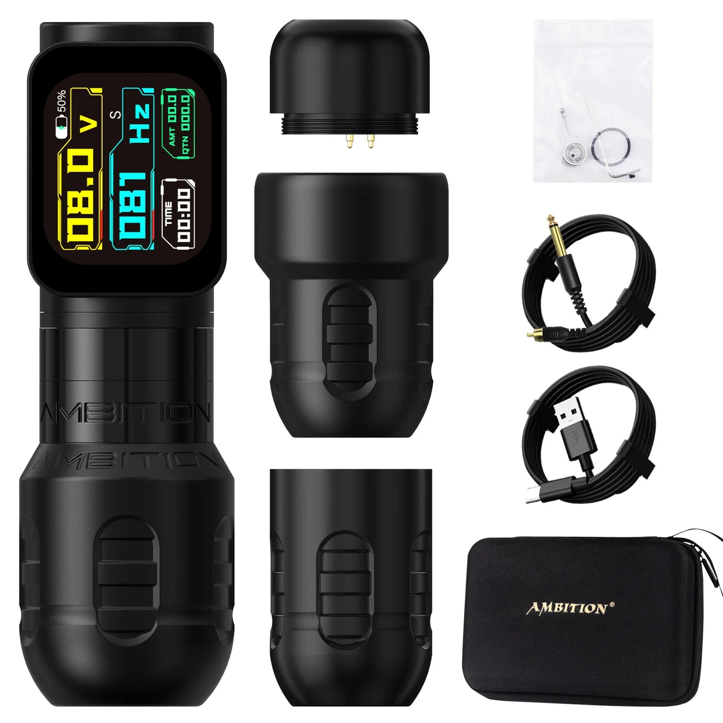 Ambition Zetton Pro Stroke 3.5mm+4.0mm Wireless Tattoo Machine Battery Pen 2400mA 1-12V Professional Brushless Motor