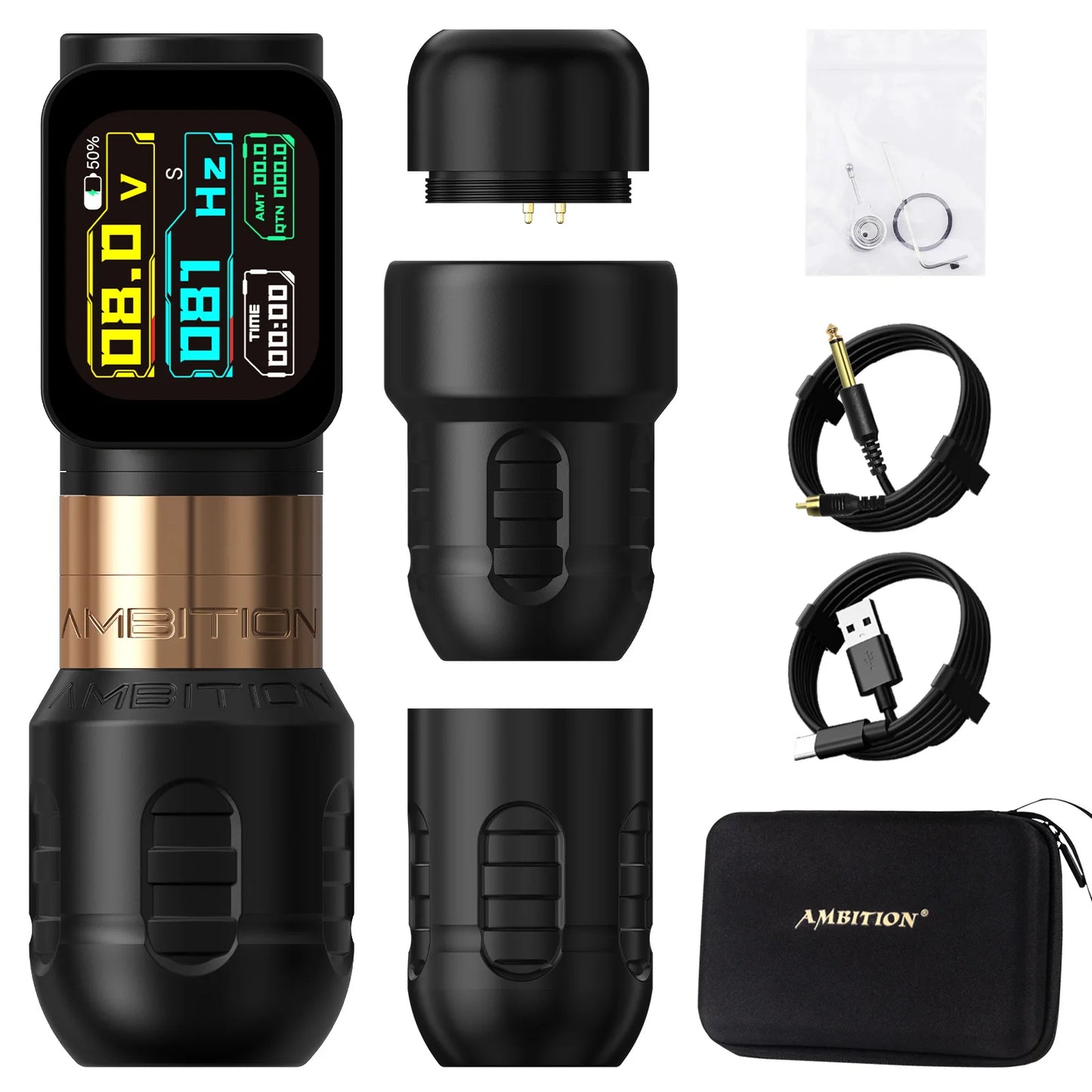 Ambition Zetton Pro Stroke 3.5mm+4.0mm Wireless Tattoo Machine Battery Pen 2400mA 1-12V Professional Brushless Motor
