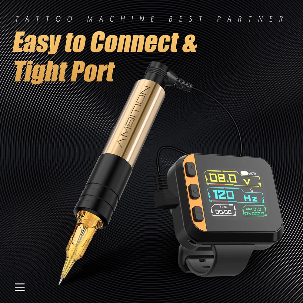 Ambition S2 Touch Screen Wireless Tattoo Power Supply RCA Watch 1600mAh 1-12V Voltage For Tattoo Machine Rotary Pen Artister