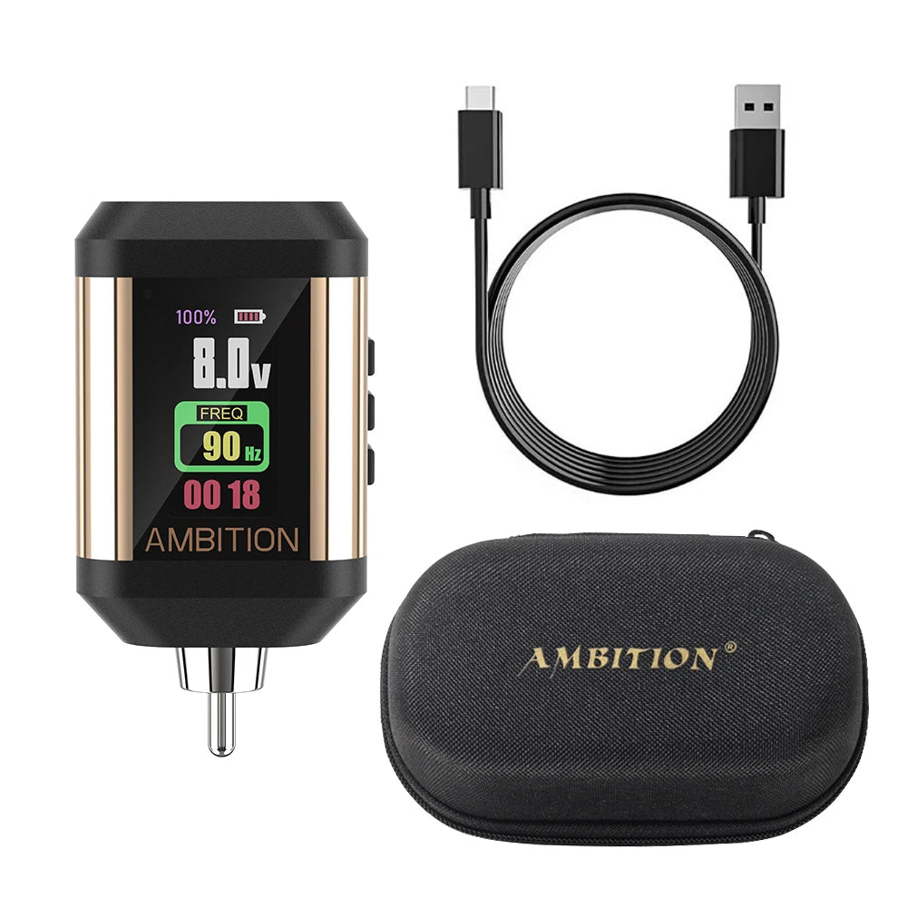 Ambition Korall Wireless Tattoo Battery 2200mAh Power Supply 2A RCA Interface for Rotary Tattoo Machine Type-C Cable fast charge