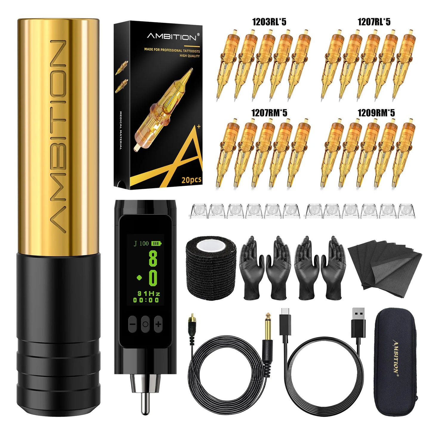 Ambition RCA Rotary Tattoo Machine Permanent Makeup Machine Kit Coreless Motor Wireless Tattoo Pen for Eyebrow Eyeliner Lip