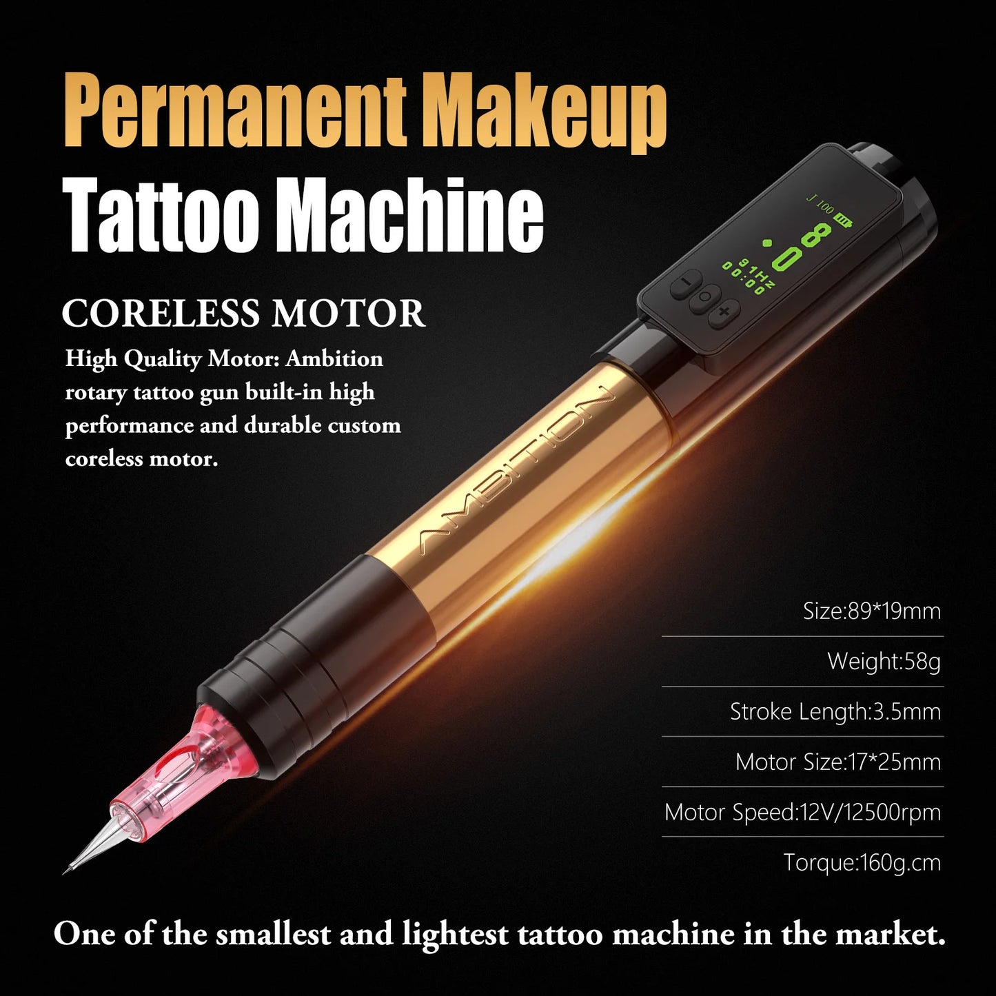 Ambition RCA Rotary Tattoo Machine Permanent Makeup Machine Kit Coreless Motor Wireless Tattoo Pen for Eyebrow Eyeliner Lip