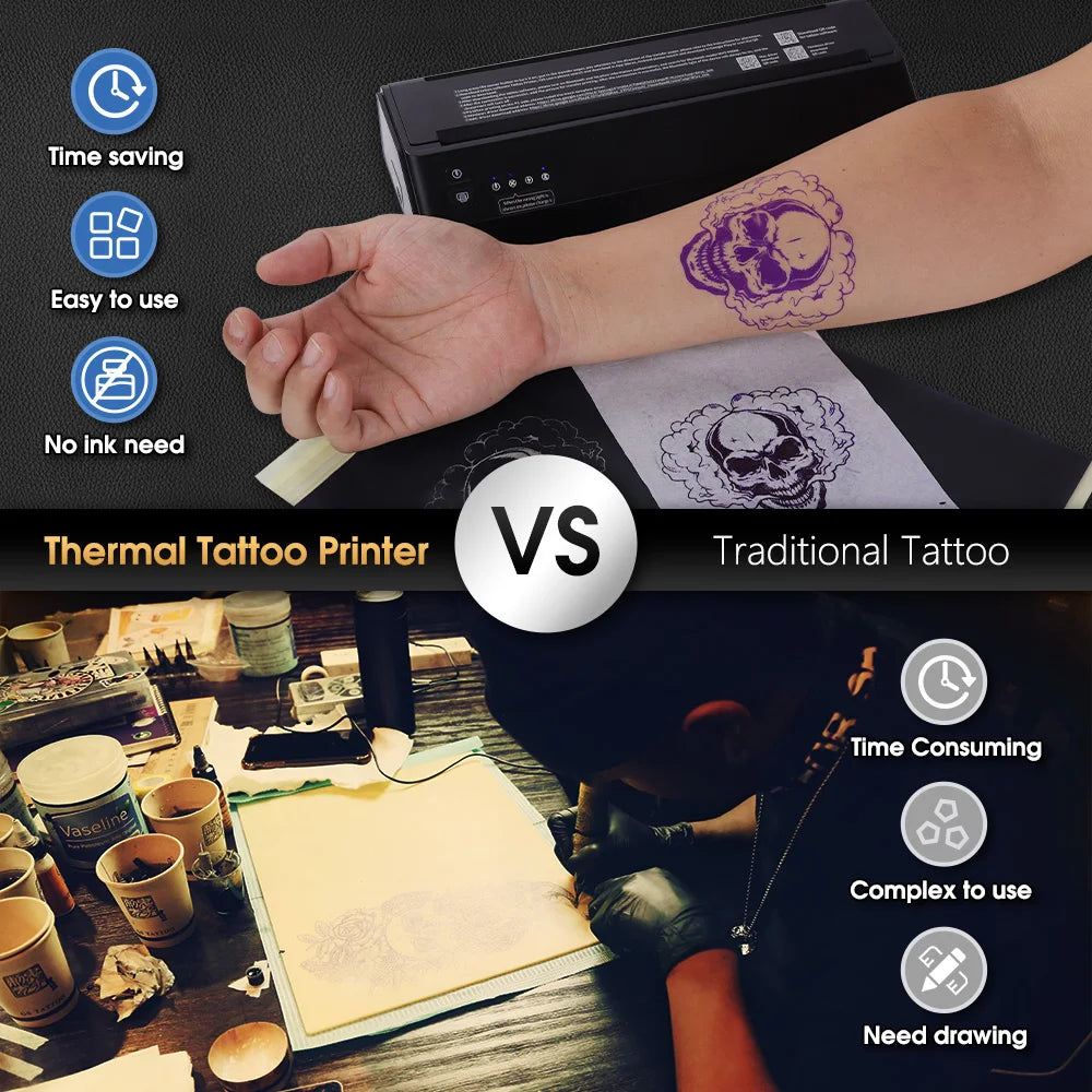 Ambition Wireless Tattoo Transfer Machine 2500mAh Battery Thermal Stencil Printer USB Bluetooth Professional With Android Ios