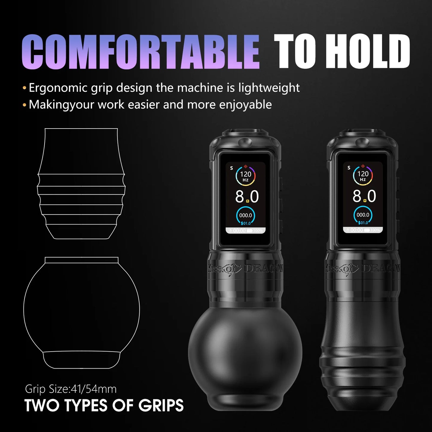 Ambition Traveler-T1 Grip 54mm Brushless Motor Wireless Tattoo Machine Stroke 4.0mm Straight rod Pen Battery Capacity 2000mAh