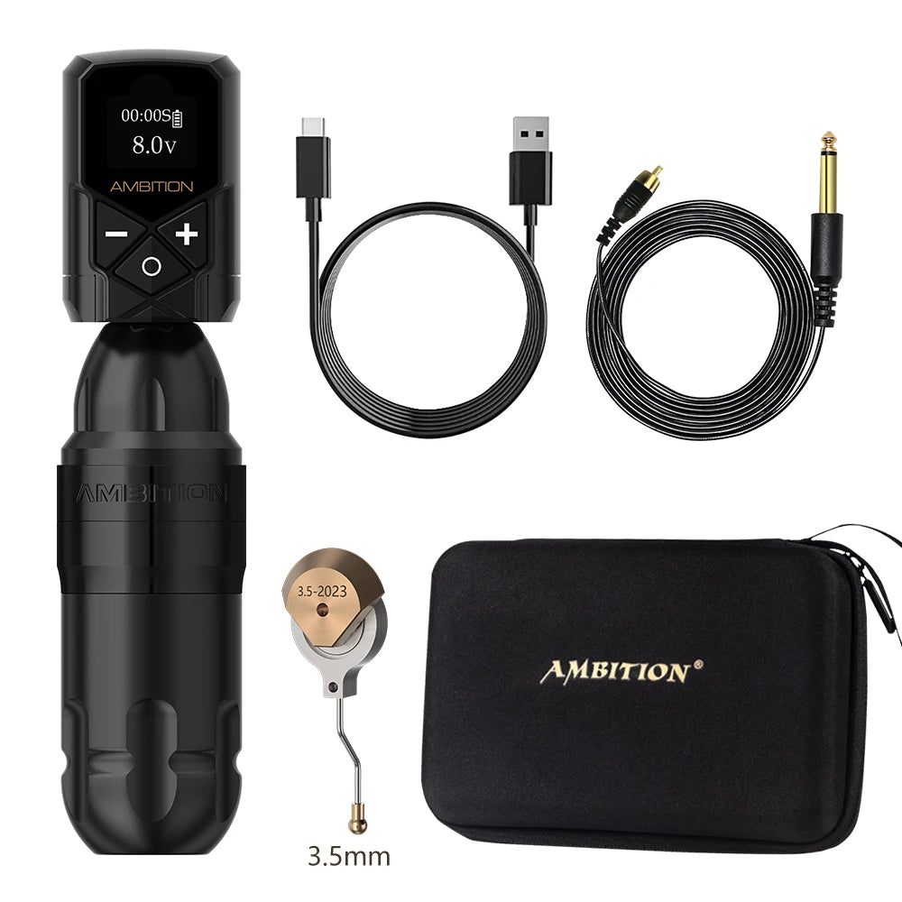 Ambition Shura Double Bearing Tattoo Machine Direct Drive RCA Interface Rotary Tattoo Pen Stroke 3.5-4.0mm 2610 Coreless Motor