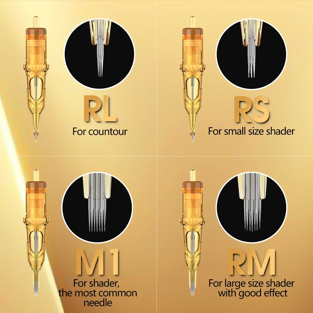 Ambition Glory 20PCS RM Cartridge Tattoo Needles Round Magnum Permanent Makeup Machine Pen Disposable Sterilized Safety Needle