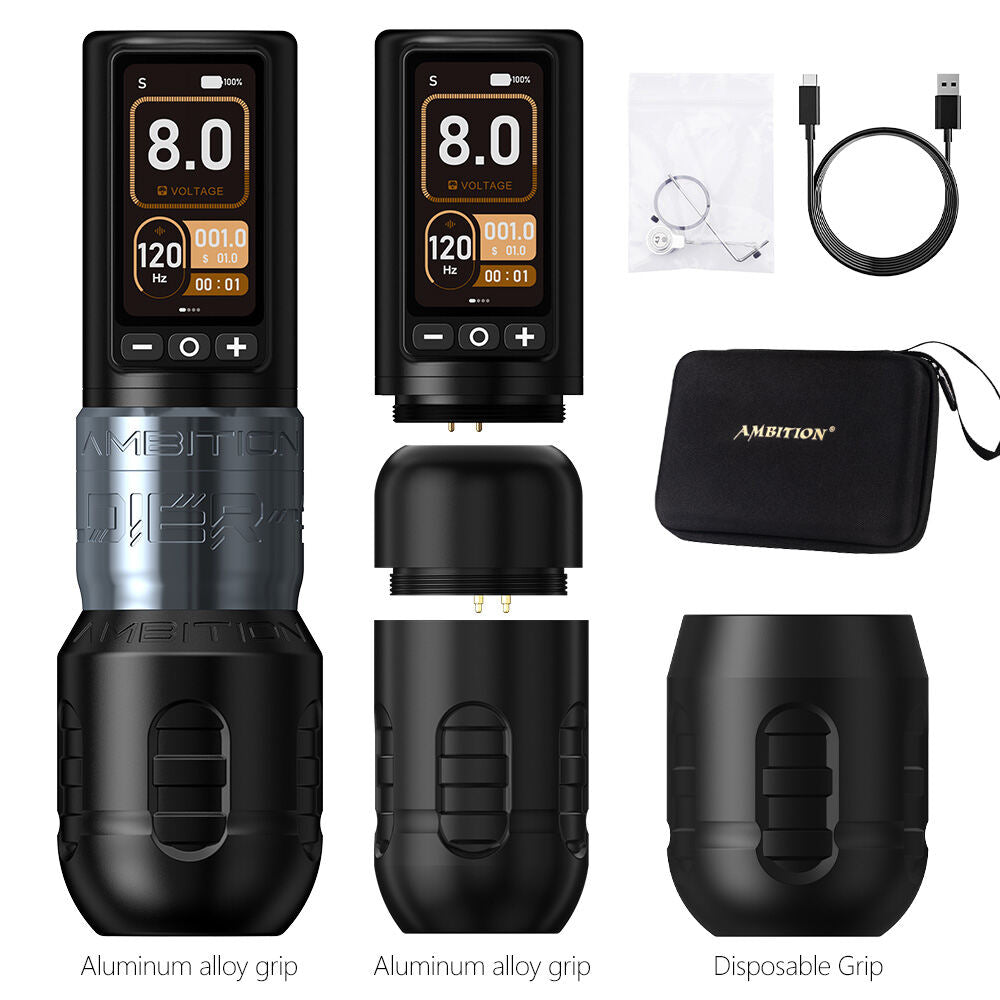 Ambition Soldier 270 Wireless Tattoo Pen 1V Low Voltage Operation, High Precision Wireless Tattoo Pen