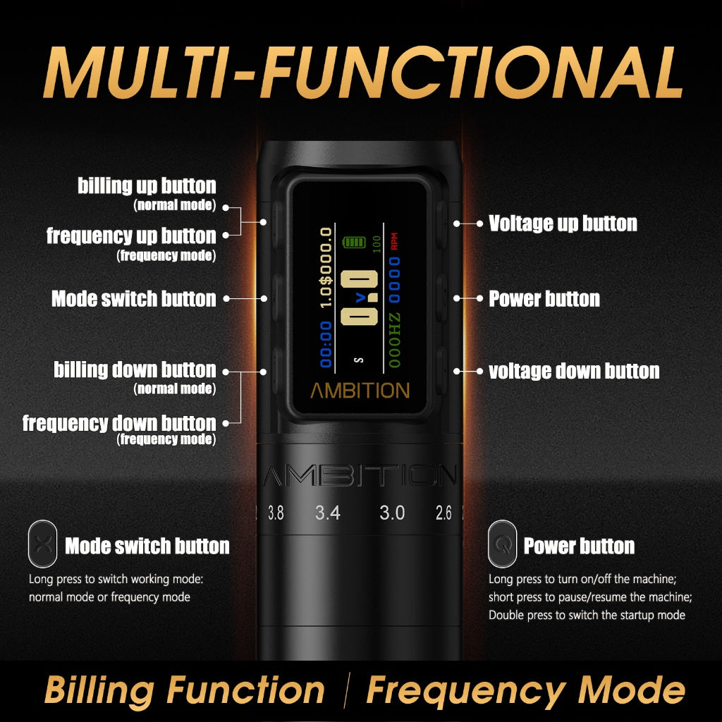 Ambition New Paco Upgrade Version Tattoo Pen 6 adjustable strokes, 2.2mm-4.2mm