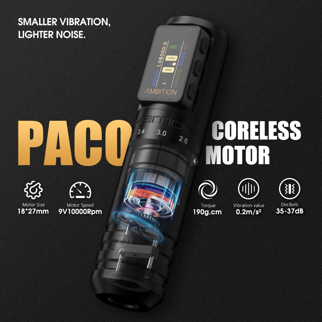 Ambition New Paco Upgrade Version Tattoo Pen 6 adjustable strokes, 2.2mm-4.2mm